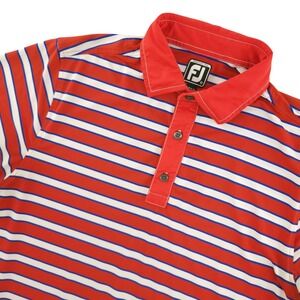 FootJoy‎ Polo Shirt Mens M Red Stripe Golf Athletic Fit Performance Stretch Top